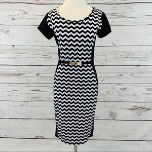 Andrea Missy black and white chevron dress sheath